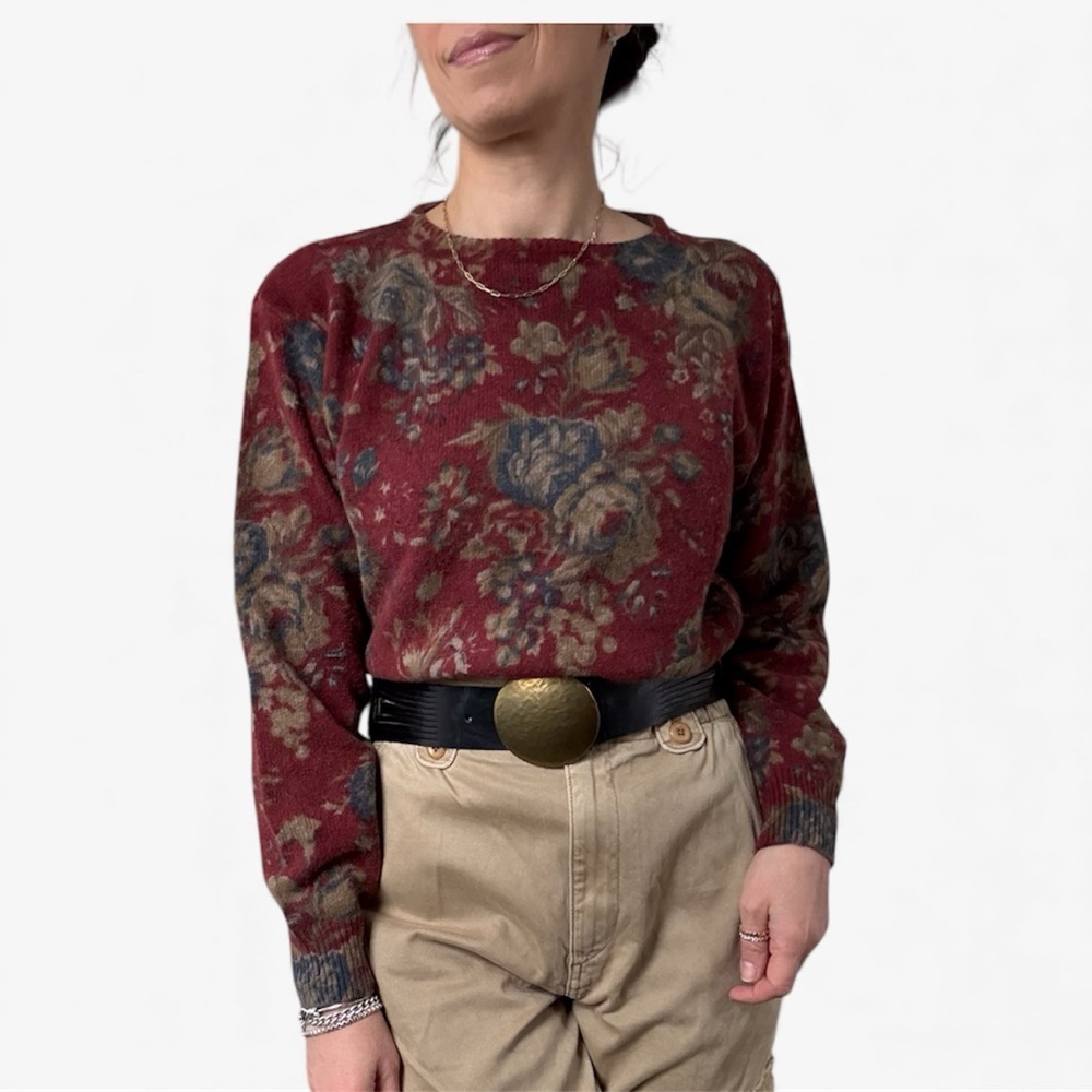 Vintage Ralph Lauren Floral Wool Sweater - Picture 1 of 9